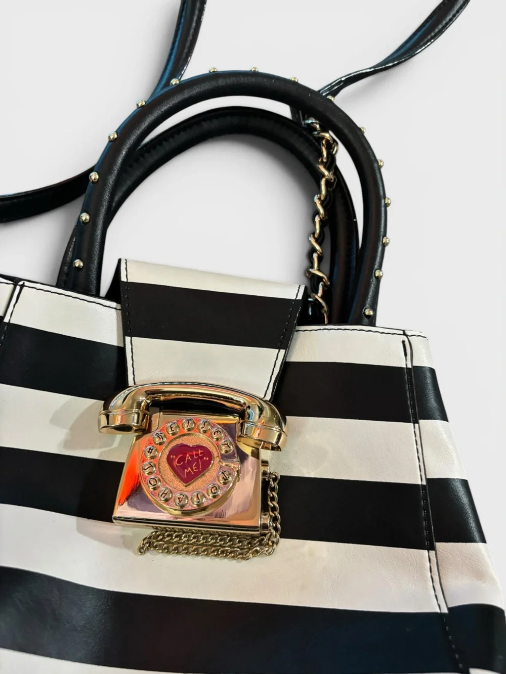 Betsey Johnson 2008 “Call Me” Mini Satchel Bag Crossbody Purse Y2K